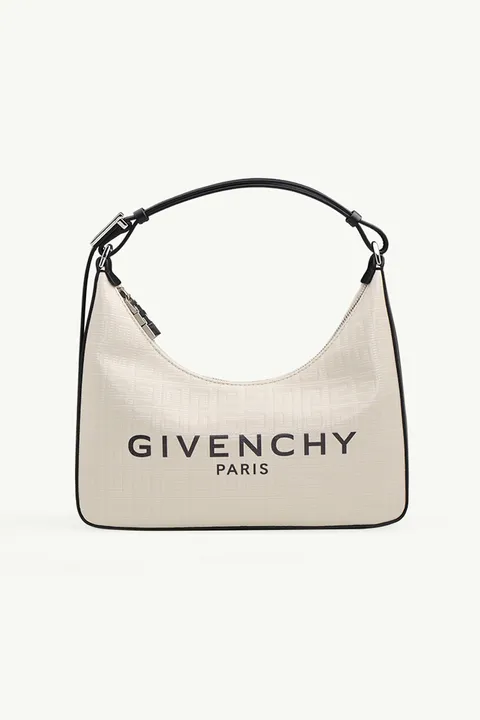GIVENCHY Small Moon Cut Out Bag in Ivory 4G Coated Canvas SHW