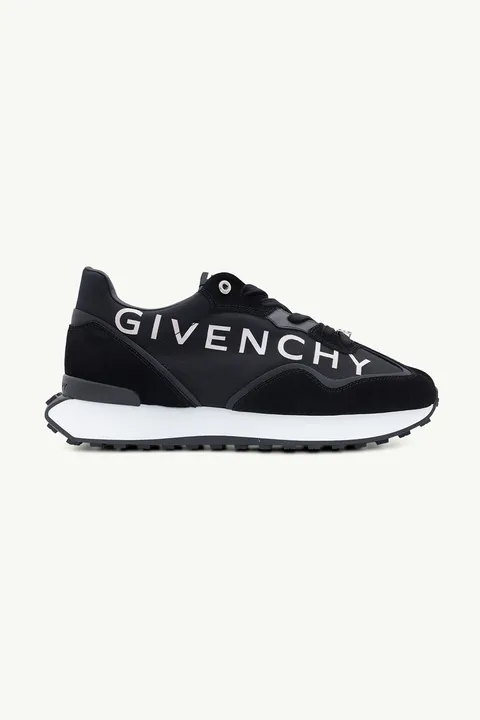 GIVENCHY Men GIV Runner Sneakers in Black/White Suede x Nylon