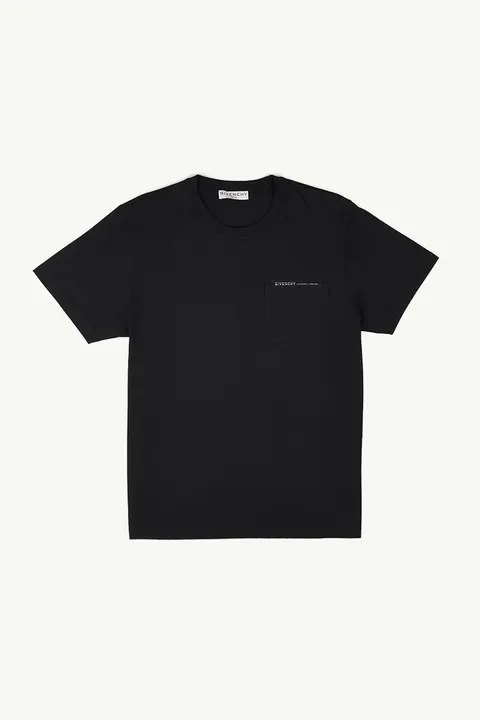 GIVENCHY Men Logo Ribbon Trimmed T-Shirt in Black with Pocket
