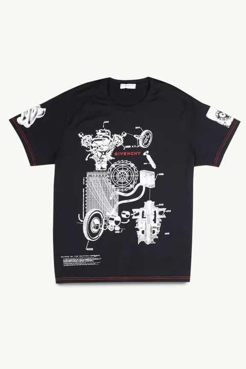 GIVENCHY Men Schematics Printed Logo T-Shirt in Black