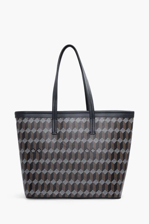 AU DEPART Horizontal La Roquette Monogram Tote Bag in Black Multicolor Reflective Jacquard