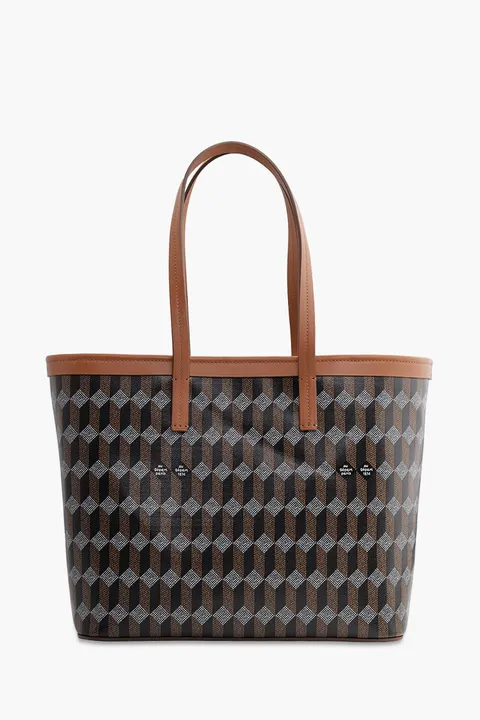 AU DEPART Horizontal La Roquette Monogram Tote Bag in Cognac Multicolor Reflective Jacquard