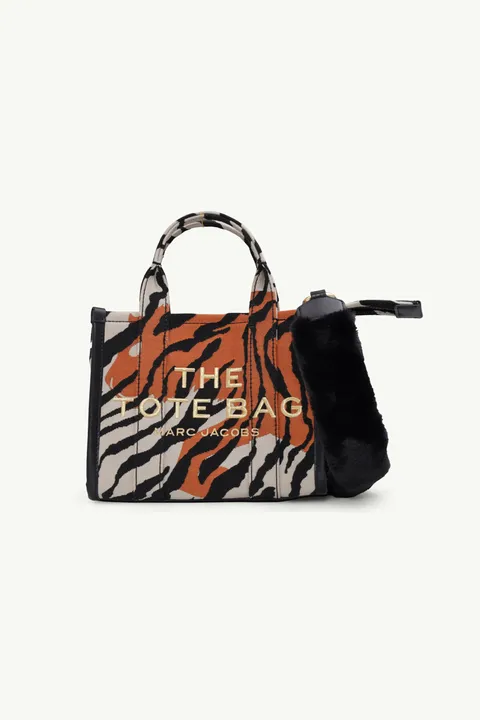 MARC JACOBS Mini The Tiger Stripe Tote Bag in Beige Multicolor
