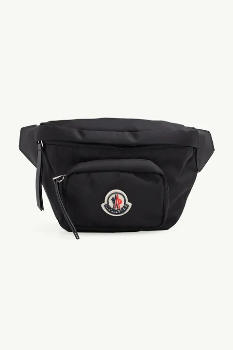 MONCLER Felicie Belt Bag in Black Nylon with Logo Patch