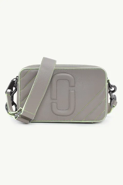 MARC JACOBS The Fluoro Moto Shot Camera Bag in Grey/Fluo Green
