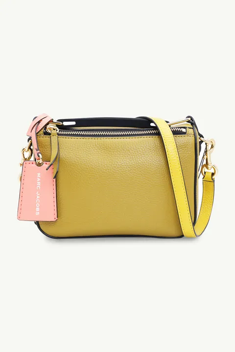 MARC JACOBS Mini The Colorblock Softbox Shoulder Bag in Ecru Olive Multicolor
