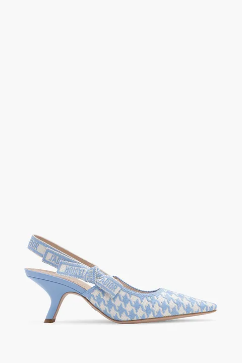 CHRISTIAN DIOR J'adior Slingback Pumps 65mm in Cornflower Blue with Micro Houndstooth Motif
