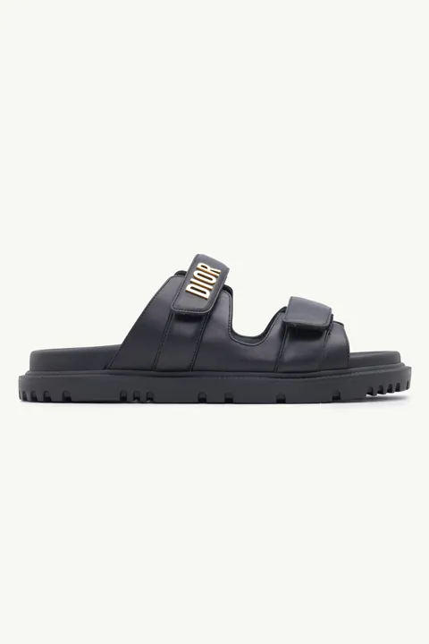 CHRISTIAN DIOR DiorAct Slide Sandals in Black Lambskin