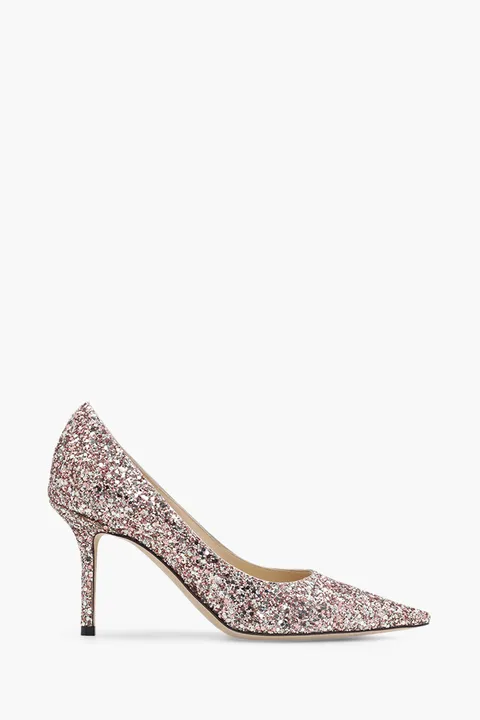 JIMMY CHOO Love Pumps 85mm in Rose Mix Coarse Glitter