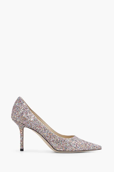 JIMMY CHOO Love Pumps 85mm in Mochi Luminous Glow-In-The-Dark Glitter with JC Button
