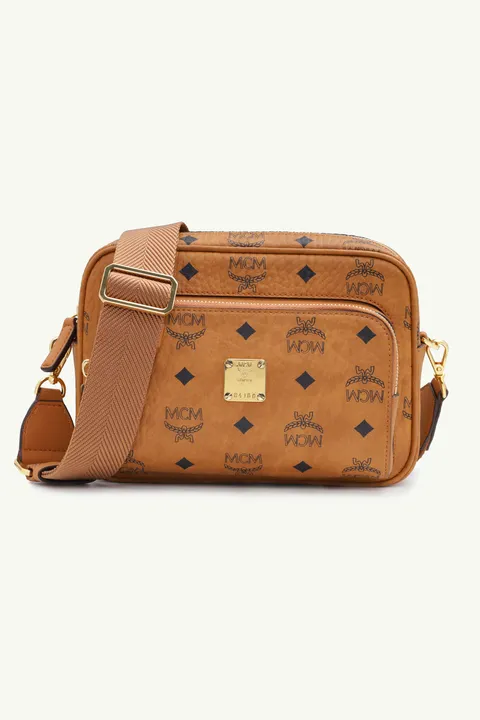 MCM Small Klassik Crossbody Bag in Cognac