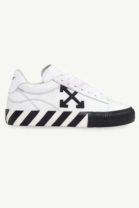 OFF WHITE Women Vulcanized Low Top Sneakers in White/Black with Logos