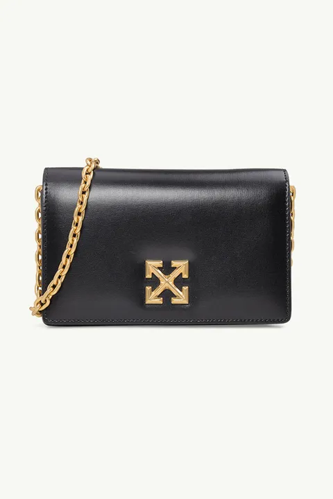 OFF WHITE 0.5 Twist Jitney Chain Shoulder Bag in Black GHW