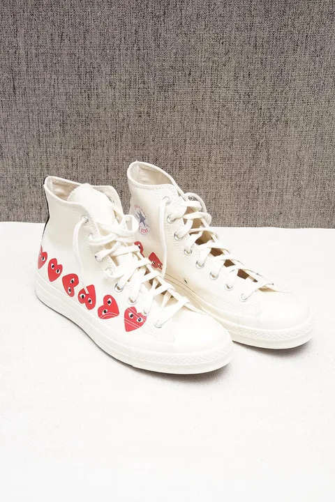 CONVERSE x PLAY CDG Chuck 70 Multi Heart High Top Sneaker in Off White