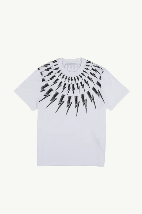 NEIL BARRETT Men Scribbled Thunderbolt T-Shirt in White/Black