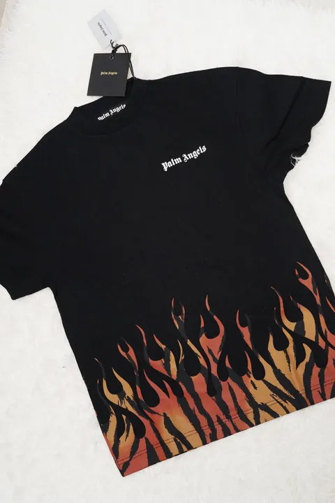 PALM ANGELS Men Tiger Flames T-Shirt in Black/Orange