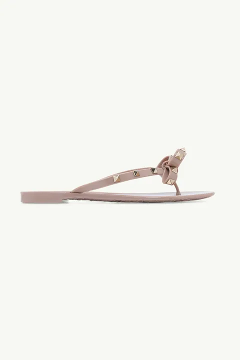 VALENTINO Rockstud Jelly Sandals (Thong) in Nude Poudre