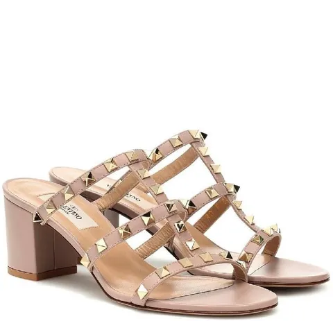 VALENTINO Rockstud 6cm Sandals in Nude Poudre