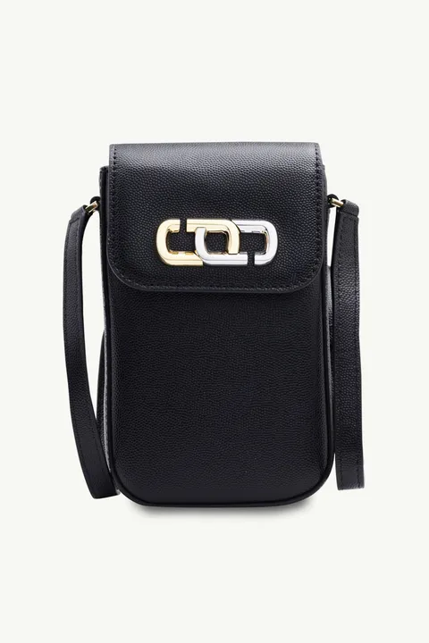 MARC JACOBS The J Link Crossbody Bag in Black Natural Grain Leather