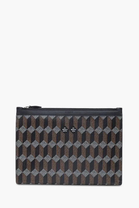 AU DEPART Heritage Monogram CLutch in Black Multicolor Reflective Jacquard